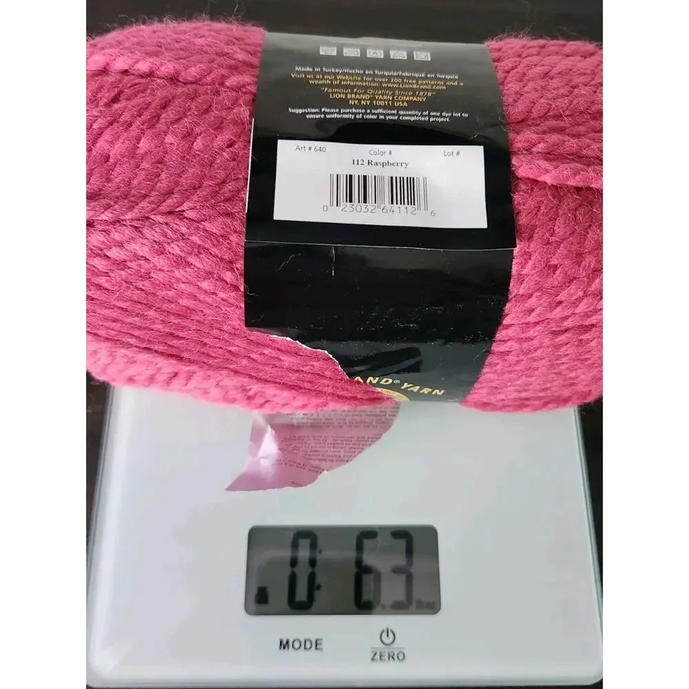 Lion Brand Wool Ease Thick & Quick Yarn Lot 2 Raspberry Super Bulky Wool